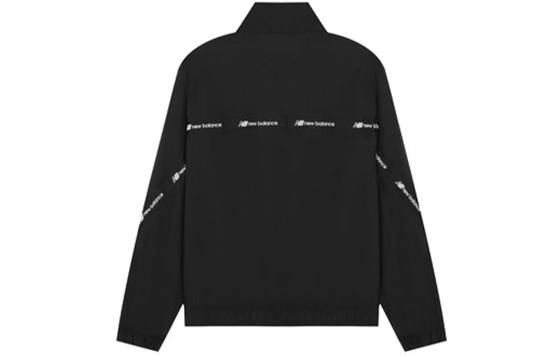 New Balance New Balance Logo Full-Zip Woven Jacket 'Black White' AMJ22350-BK outlook