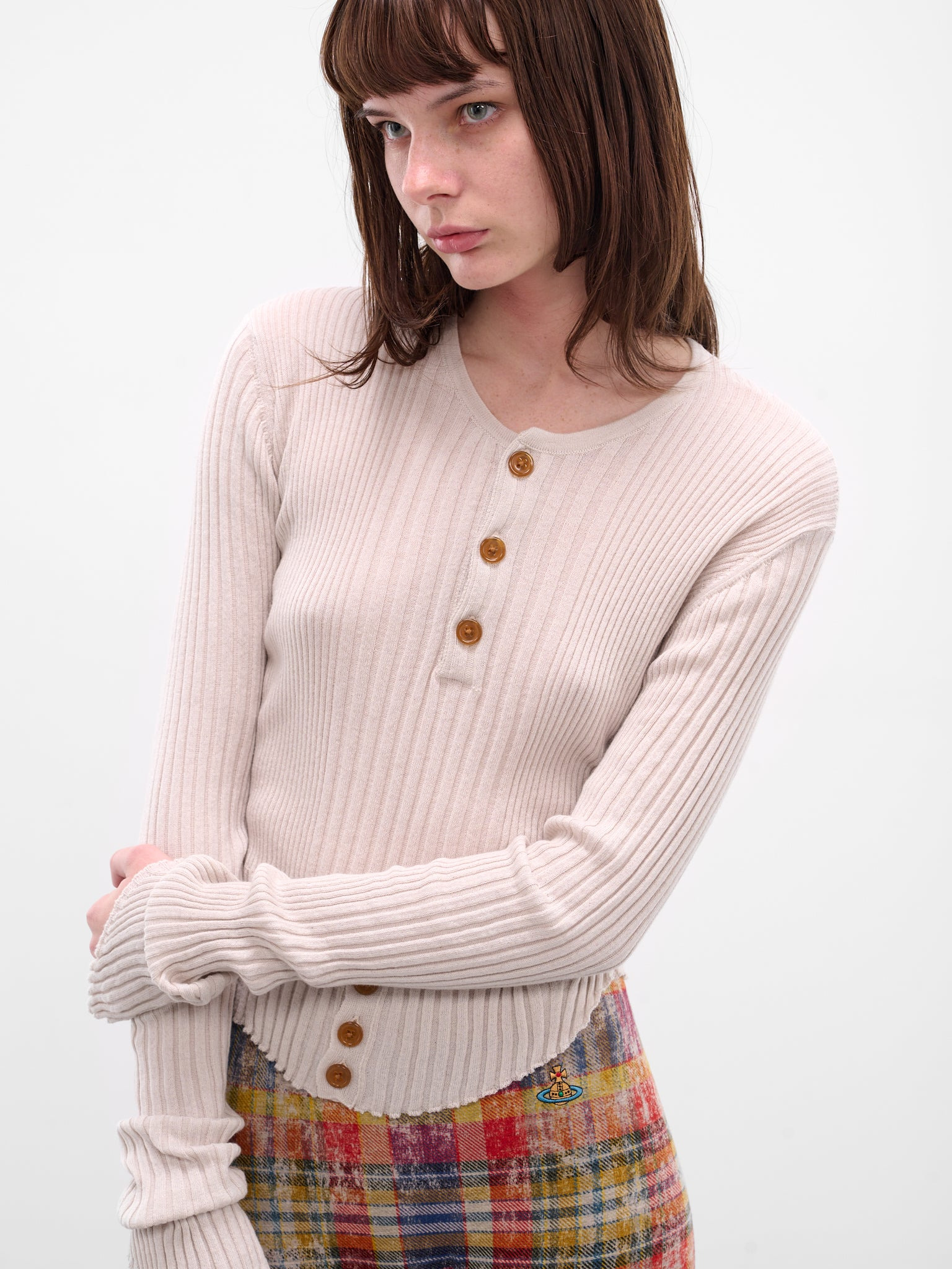 Beige Tegan Cashmere Knit Top - 5