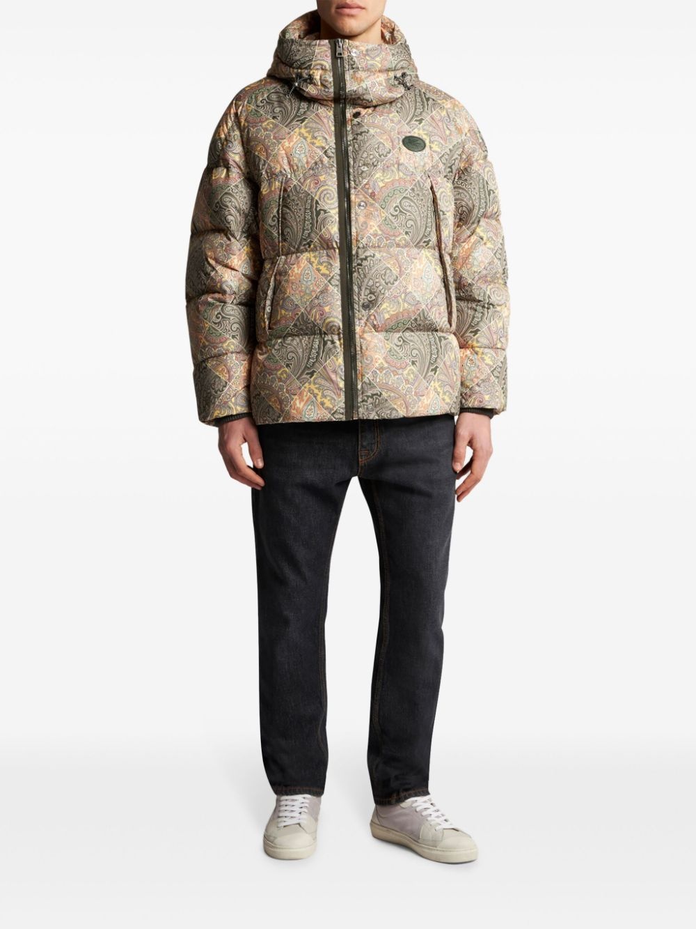 paisley-print hooded puffer jacket - 2
