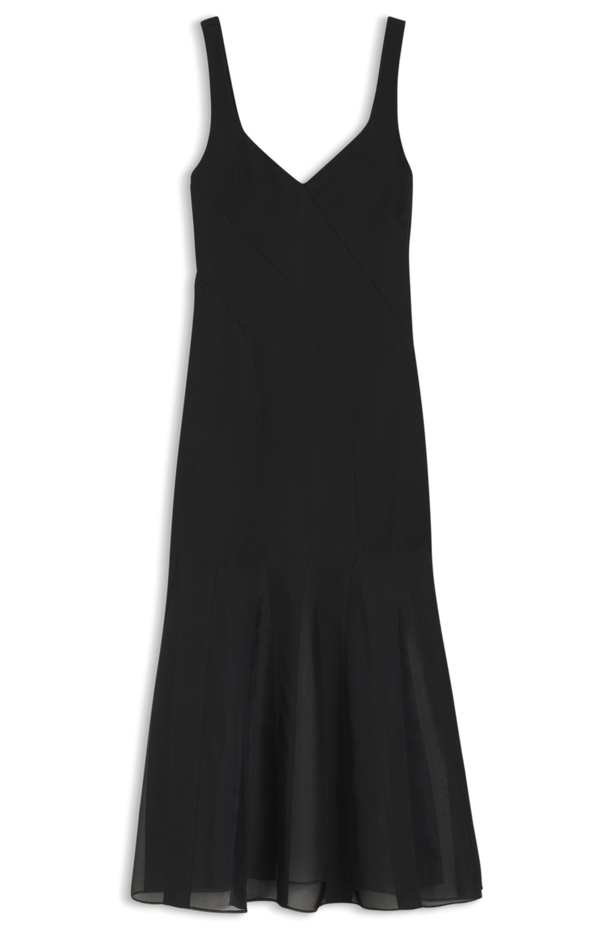 SATIN SLIP DRESS WITH SILK-ORGANZA INSERTS - 1