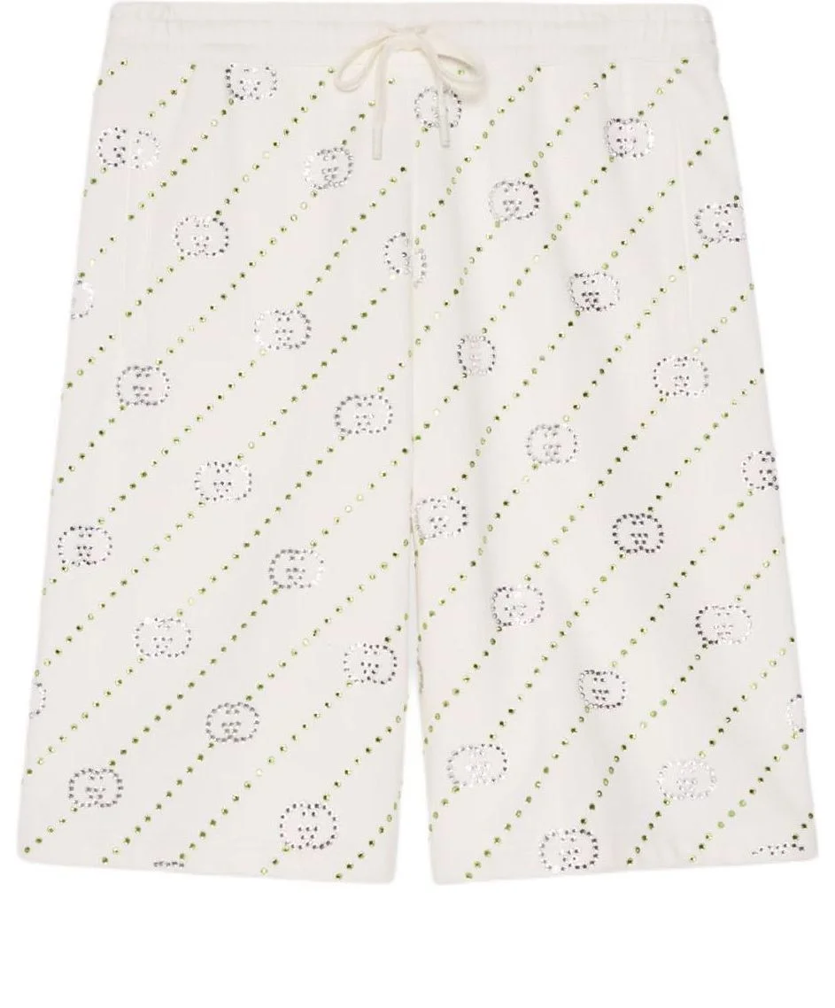 Gucci Cotton Jersey Shorts With Crystals 'Off White' 693049-XJFY8-9088 - 1