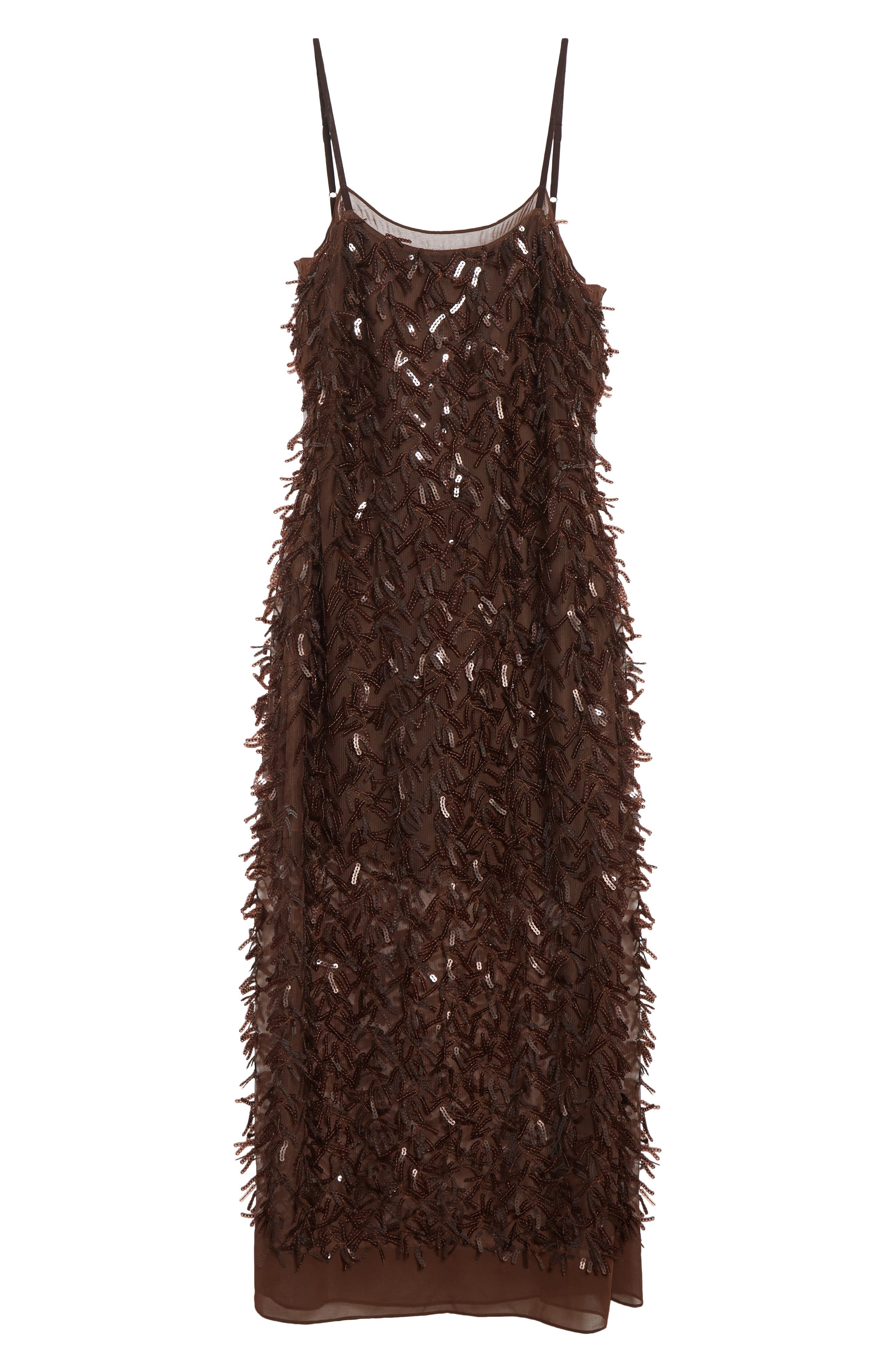 3.1 Phillip Lim Sequin Fringe Slip Dress in Chocolate at Nordstrom - 5