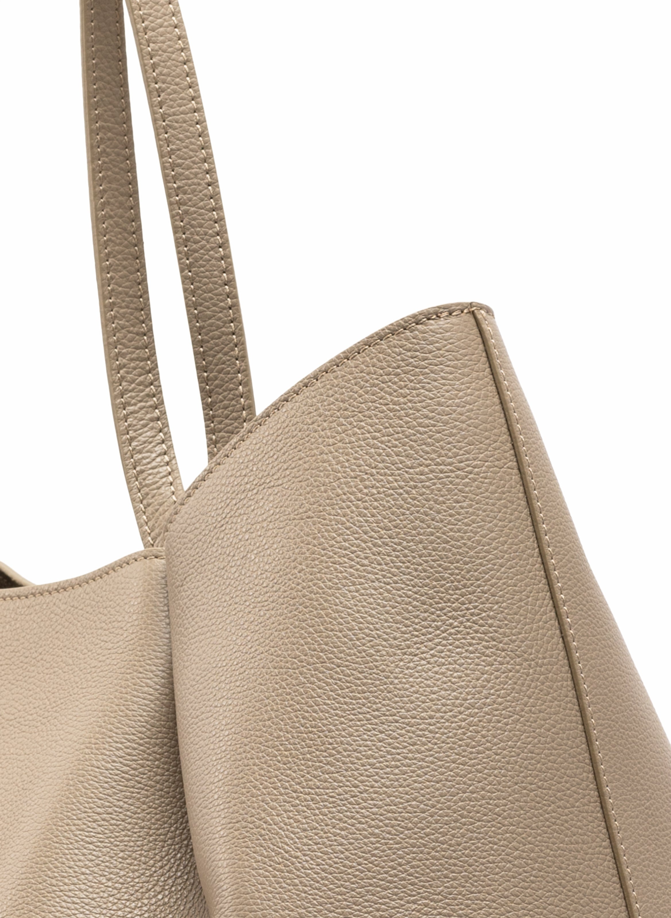 Dimple Tote Pebbled Leather Taupe - 4
