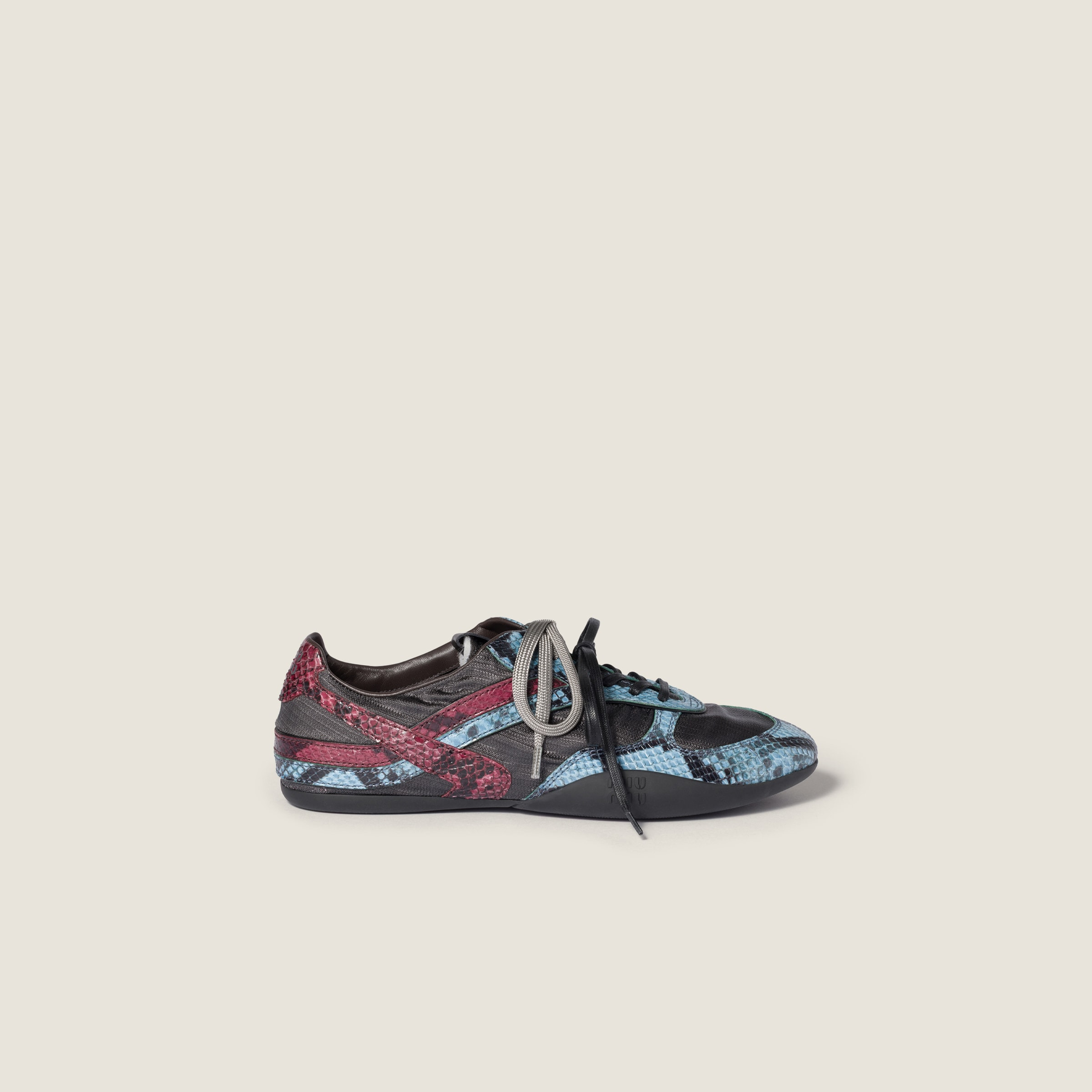 Gymnasium technical fabric and python-print Ayers leather sneakers - 2