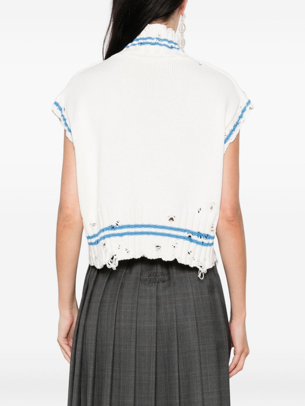 frayed-hem sleeveless top - 4