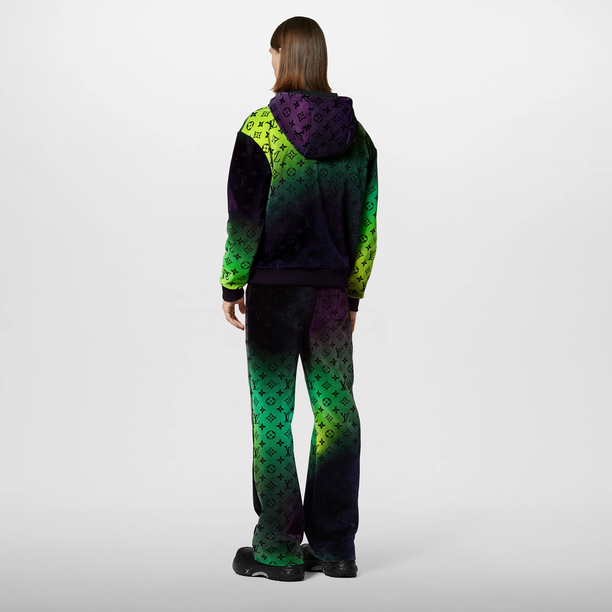 Monogram  Zipped Velvet Hoodie - 2