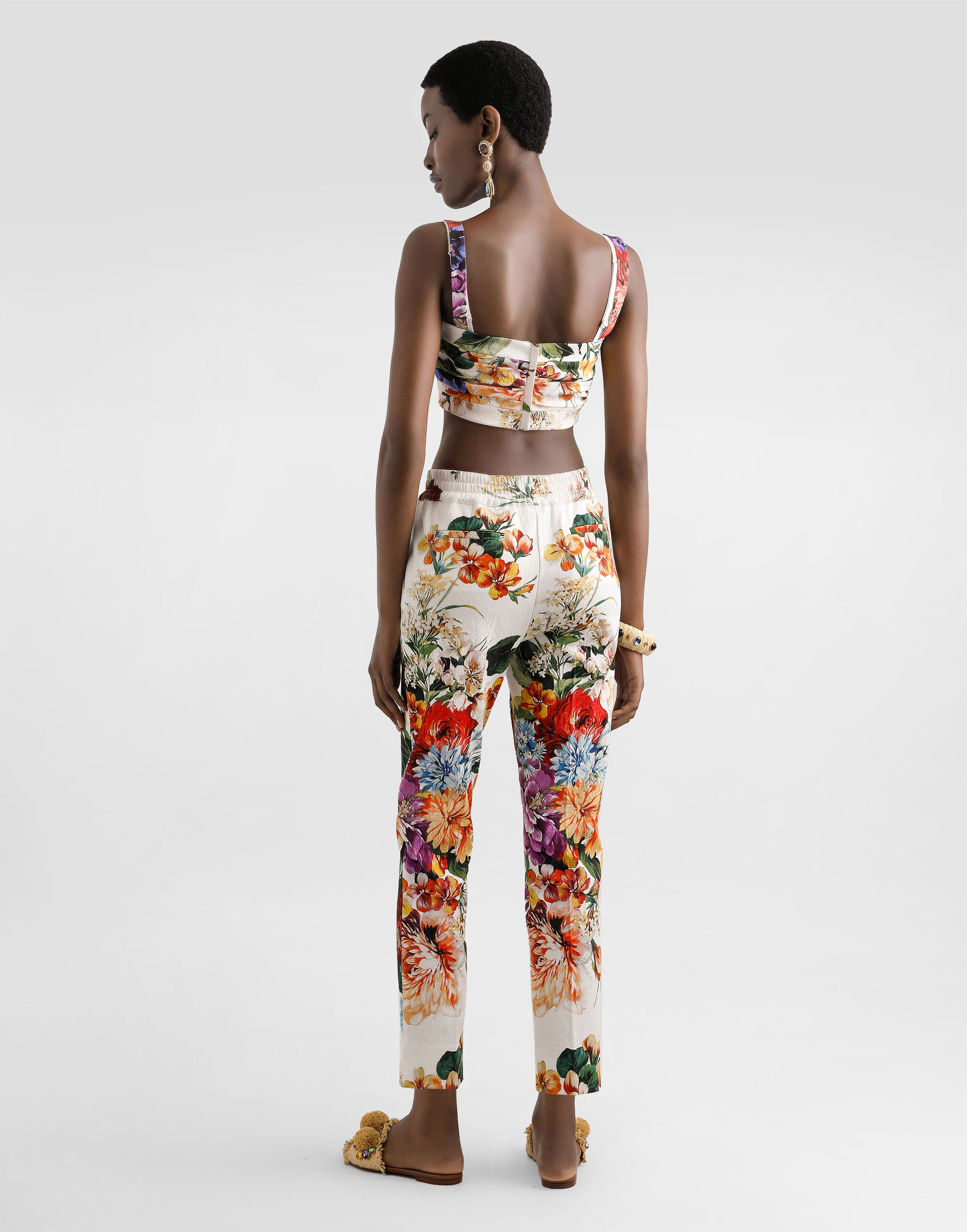 Flower bouquet-print trousers - 5