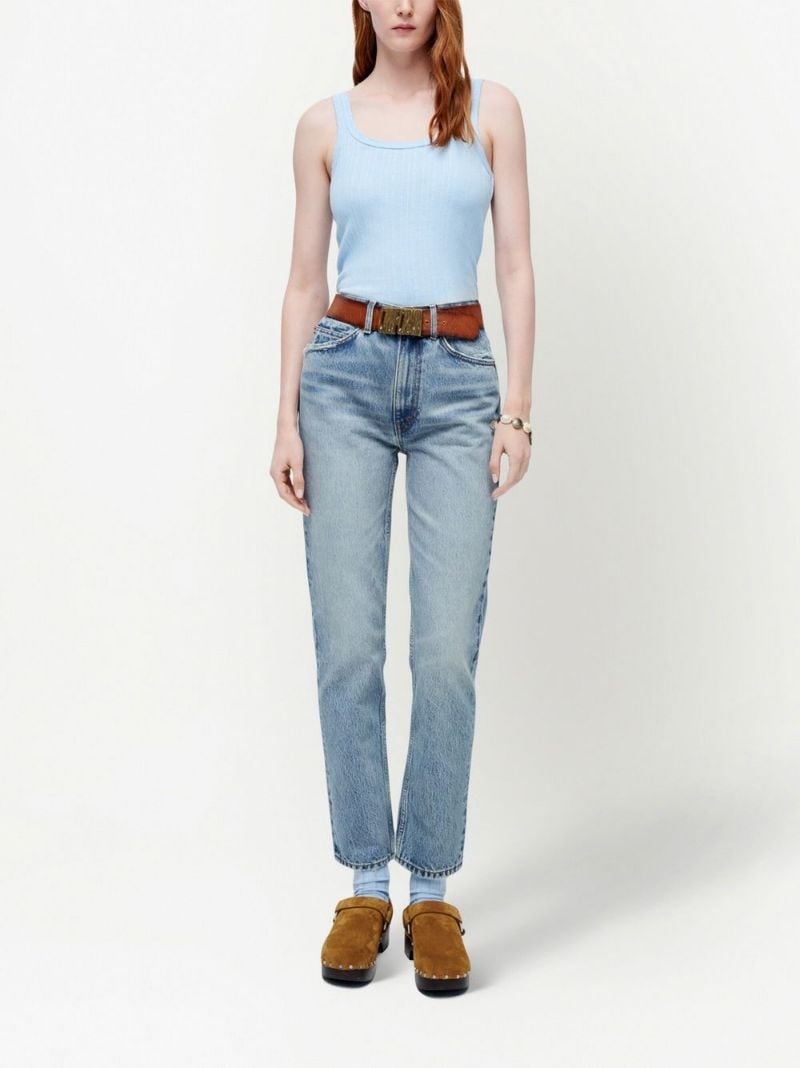 high-waisted slim straight-leg jeans - 2