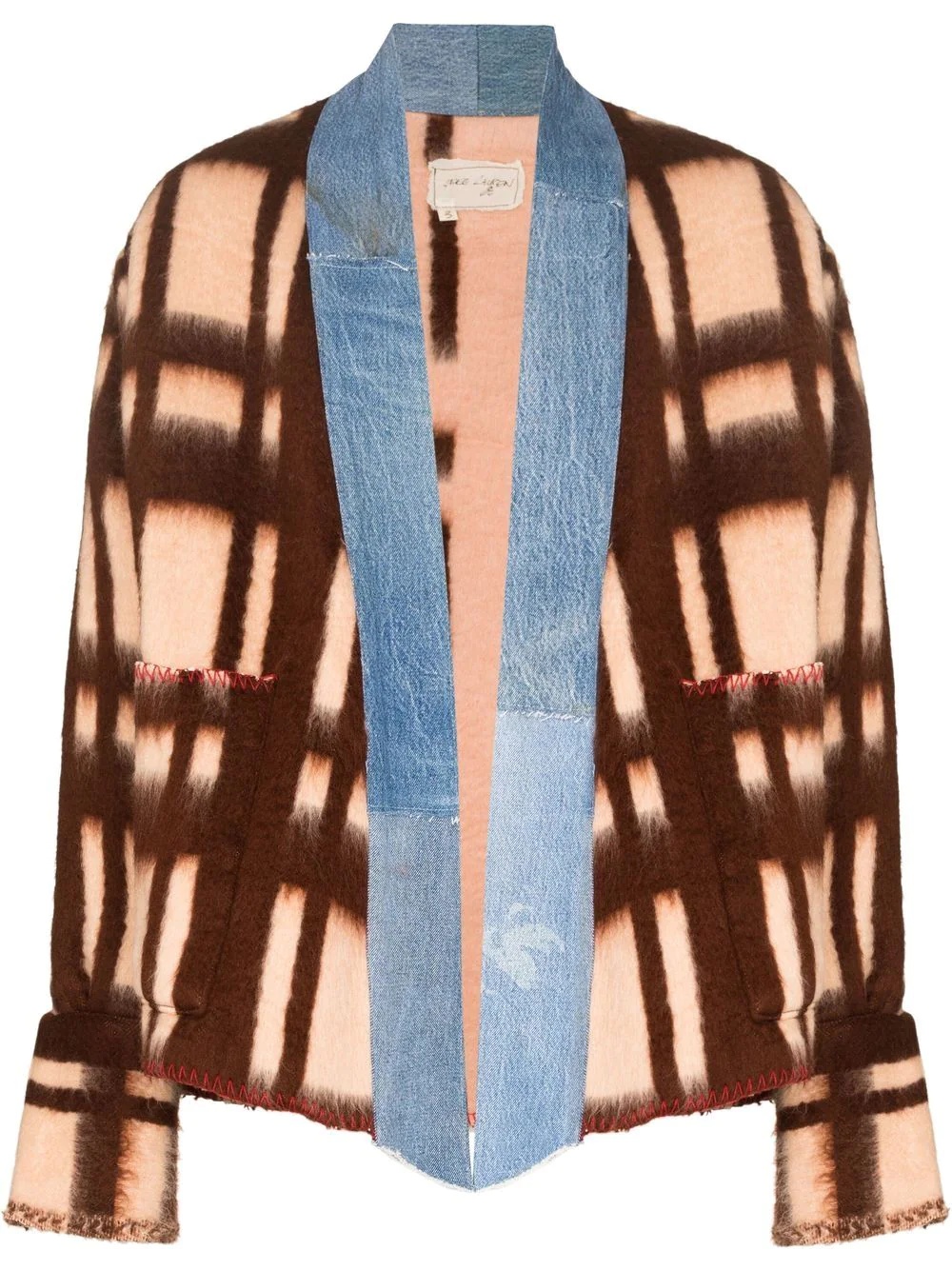 plaid-check print knit cardigan - 1