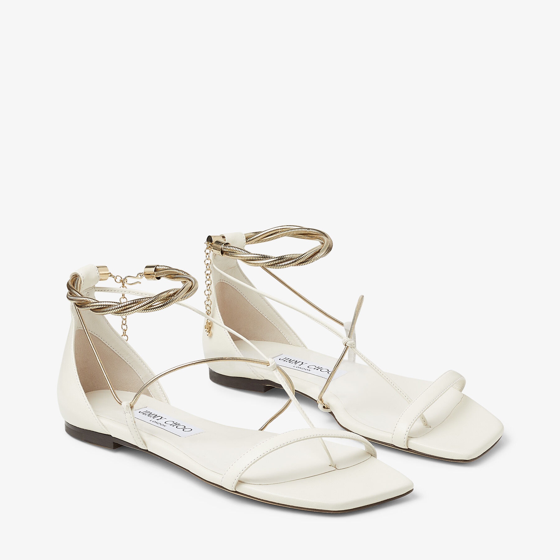 Oriana Flat
Latte Nappa Flats with Gold Chains - 3