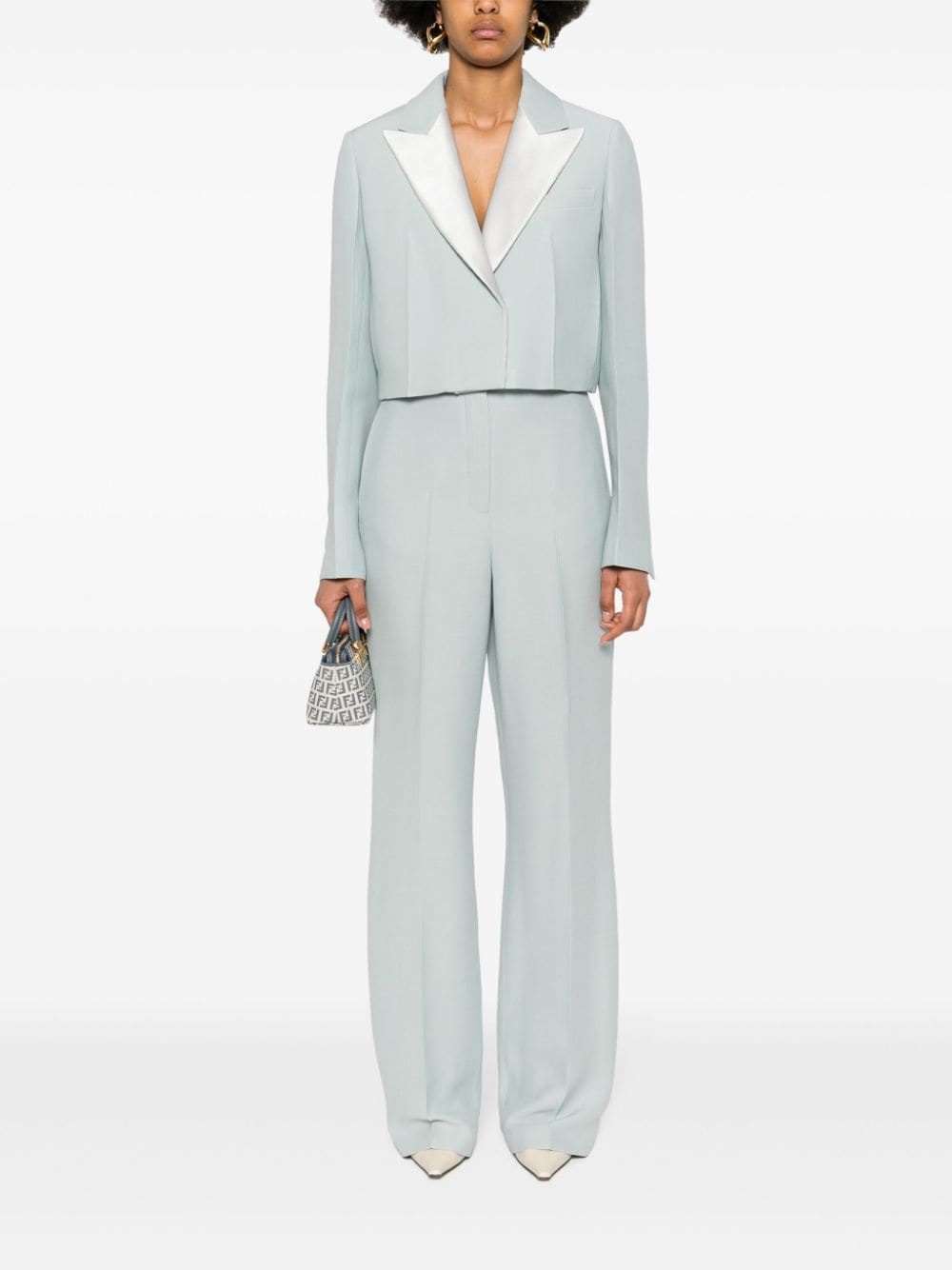 cropped contrast-panel blazer - 2