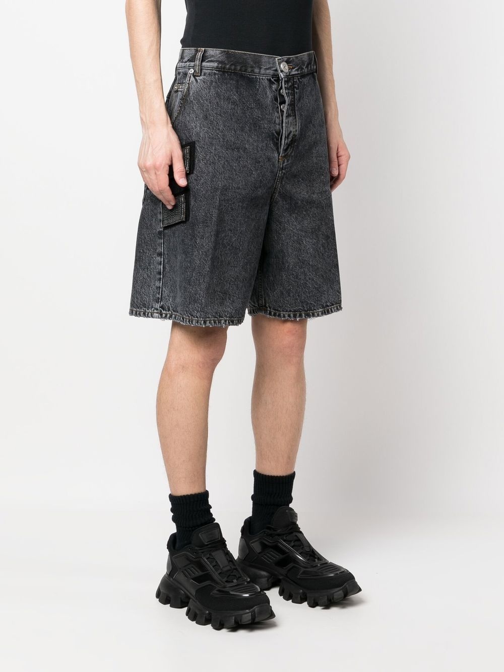 acid-wash denim shorts - 3