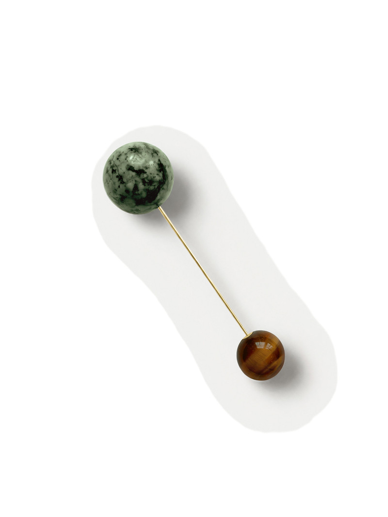 TURQUOISE AND TIGER’S EYE PIN BROOCH 3