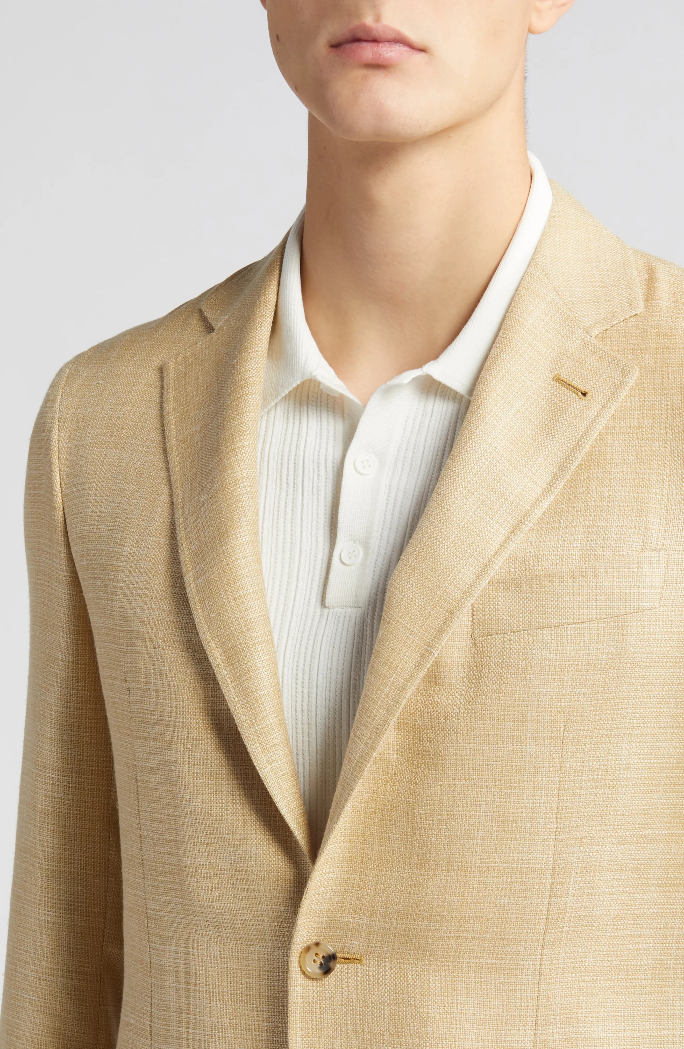 Kei Trim Fit Solid Wool & Silk Blend Sport Coat - 4