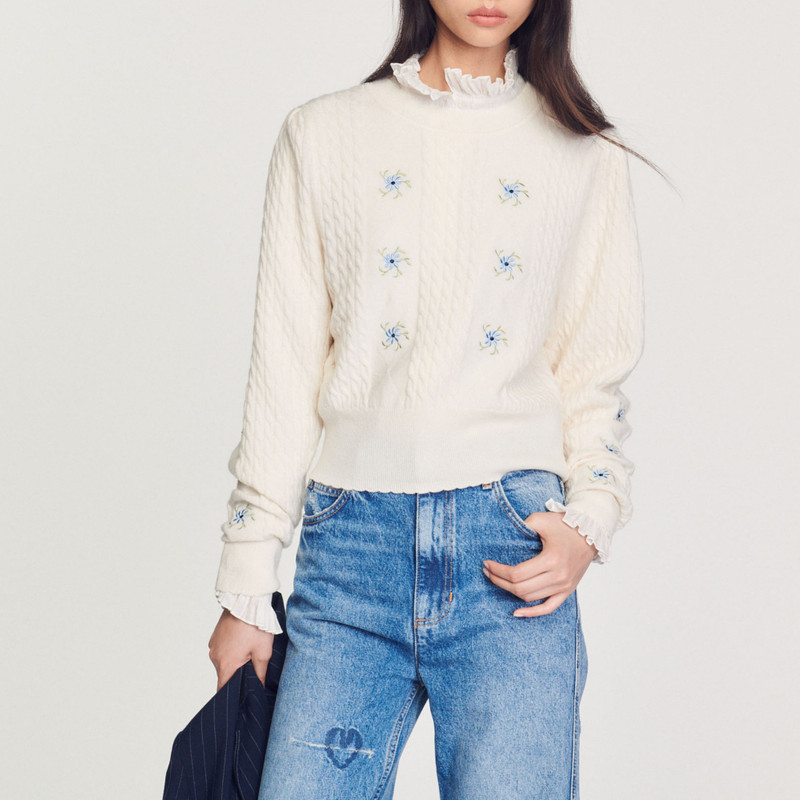 Sandro Embroidered knit sweater outlook