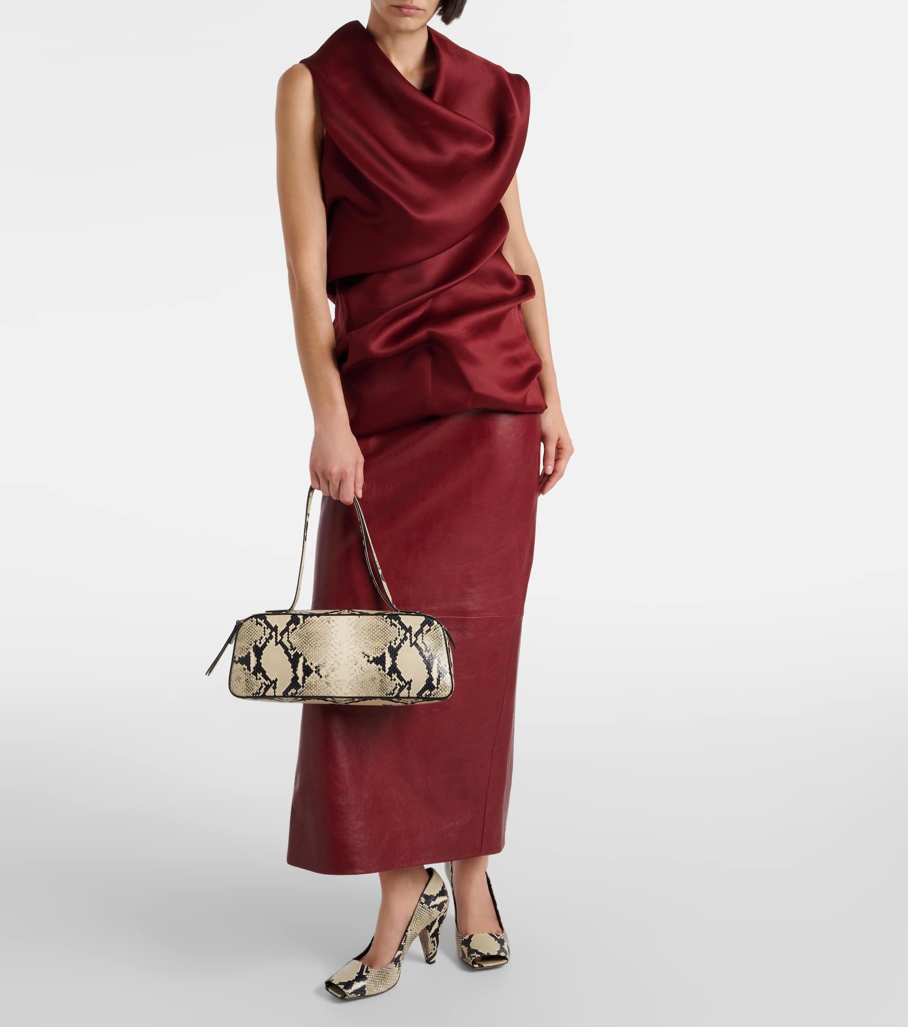 Simona snake-effect leather shoulder bag - 5