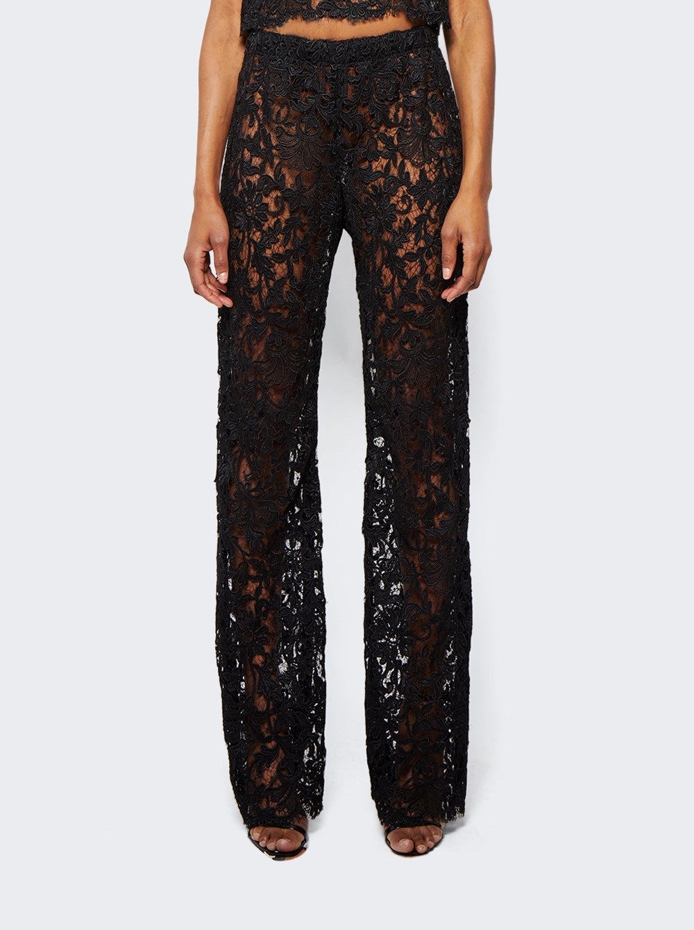 Floral Guipure Lace Pants Black - 3