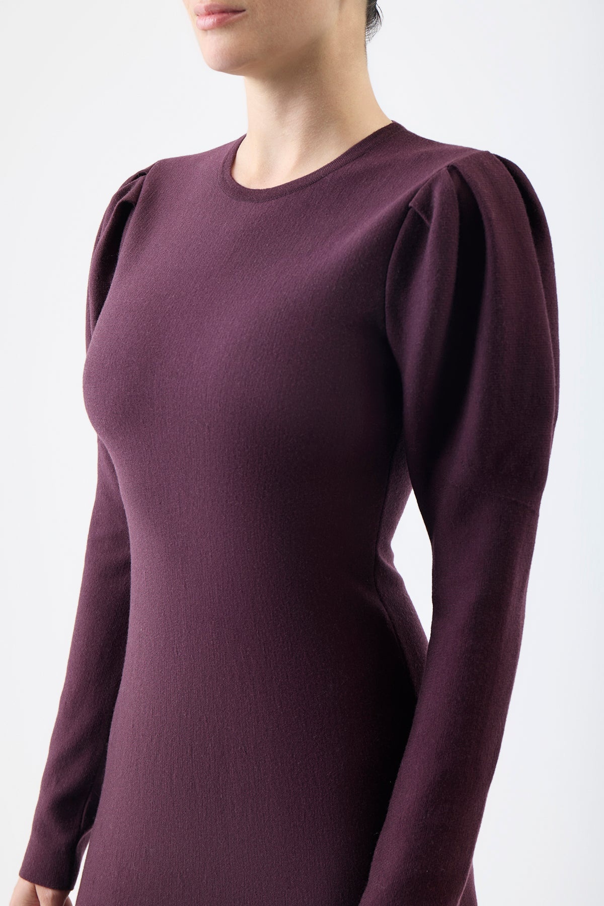 Hannah Dress in Deep Bordeaux Cashmere Wool - 5