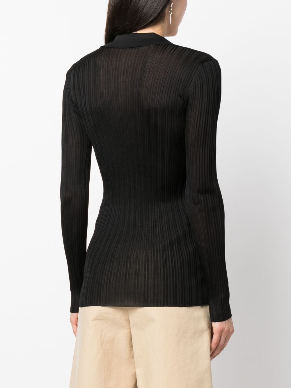 V-neck long-sleeve knitted top - 4