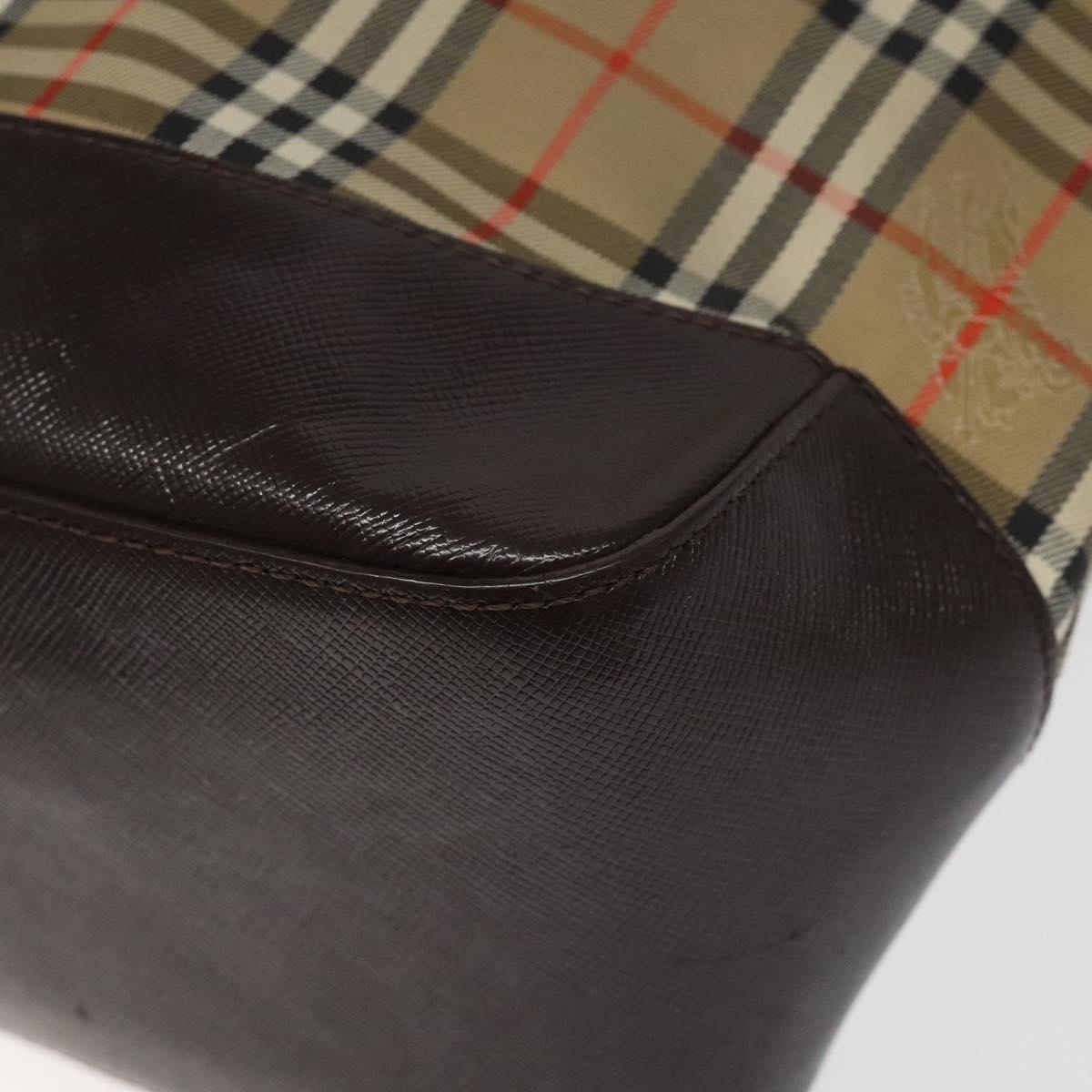 Burberry Nova Check Tote Bag Canvas Leather Beige Brown Gold - 12