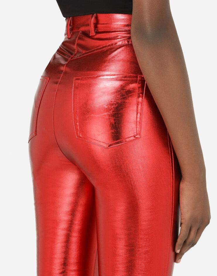 Foiled fabric pants with draping - 5