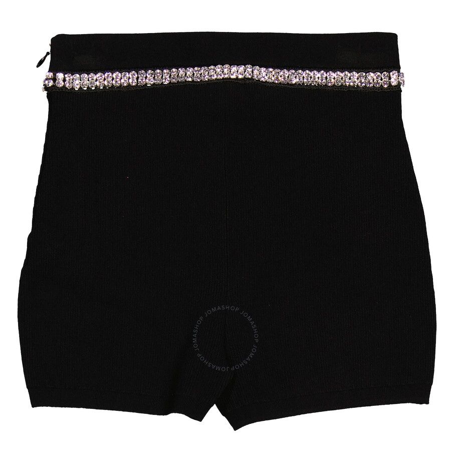 Rabanne Black Crystal-Embellished Ribbed-Knit Shorts - 2