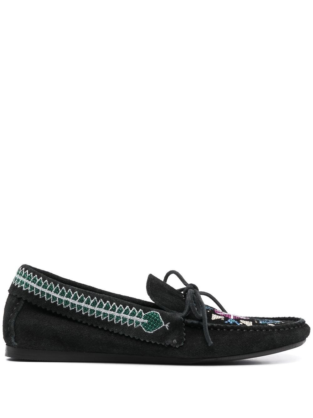 embroidered suede loafers - 1