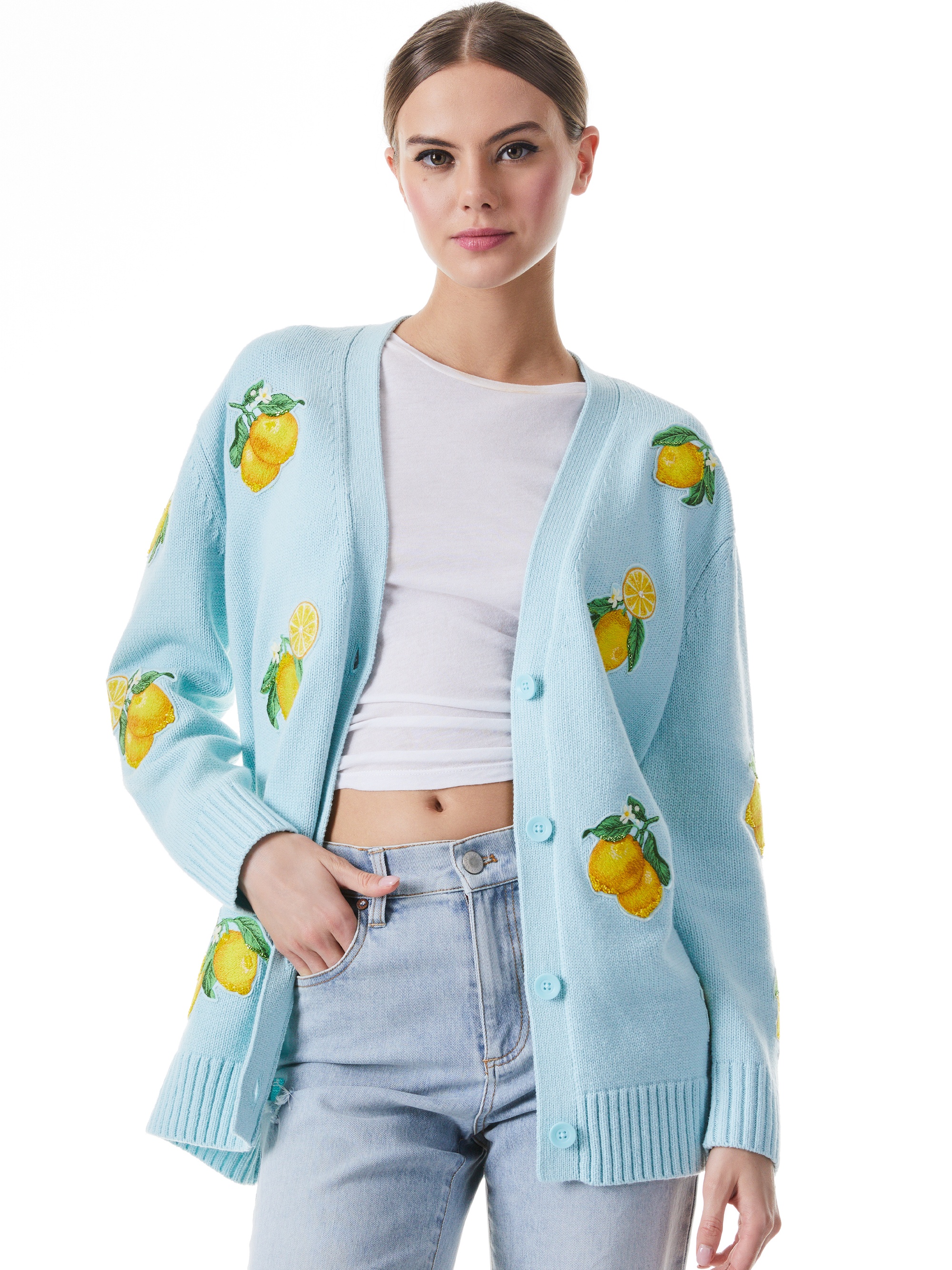 BRADFORD LEMON EMBROIDERED GRANDPA CARDIGAN - 2