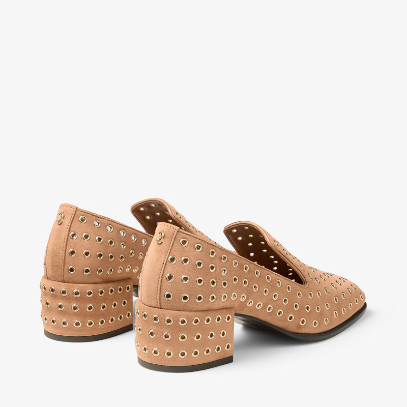 null Toffee Suede Slippers with Eyelets 6