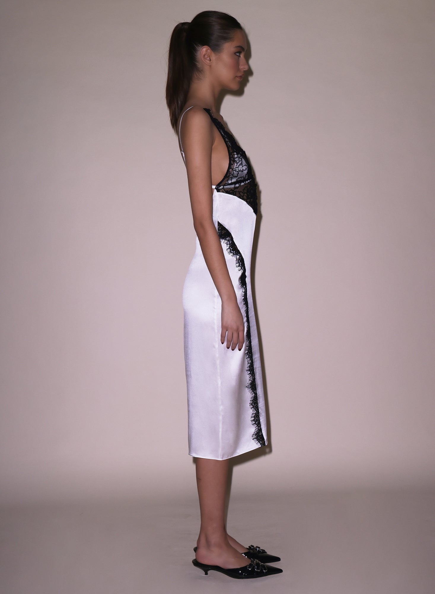 Silk & Lace V Neck Dress - 5