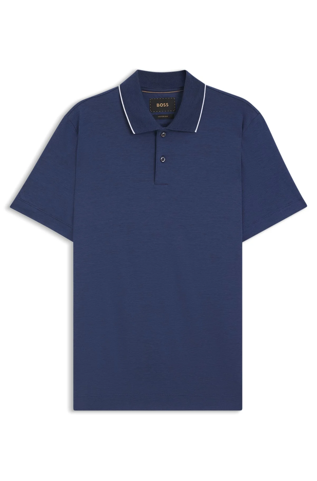 COTTON-SILK POLO SHIRT WITH COLLAR TIPPING - 1