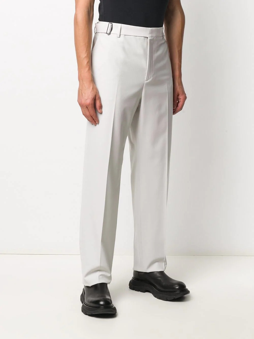 side-fastening straight-leg trousers - 3