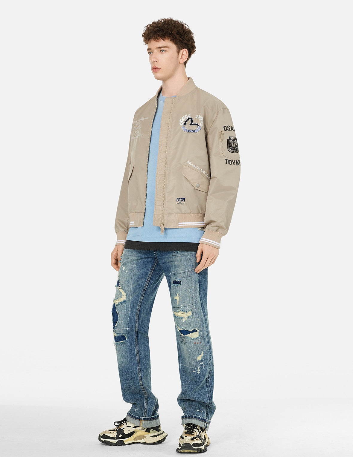 Golf Godhead Print Relax Fit Bomber Jacket - 4
