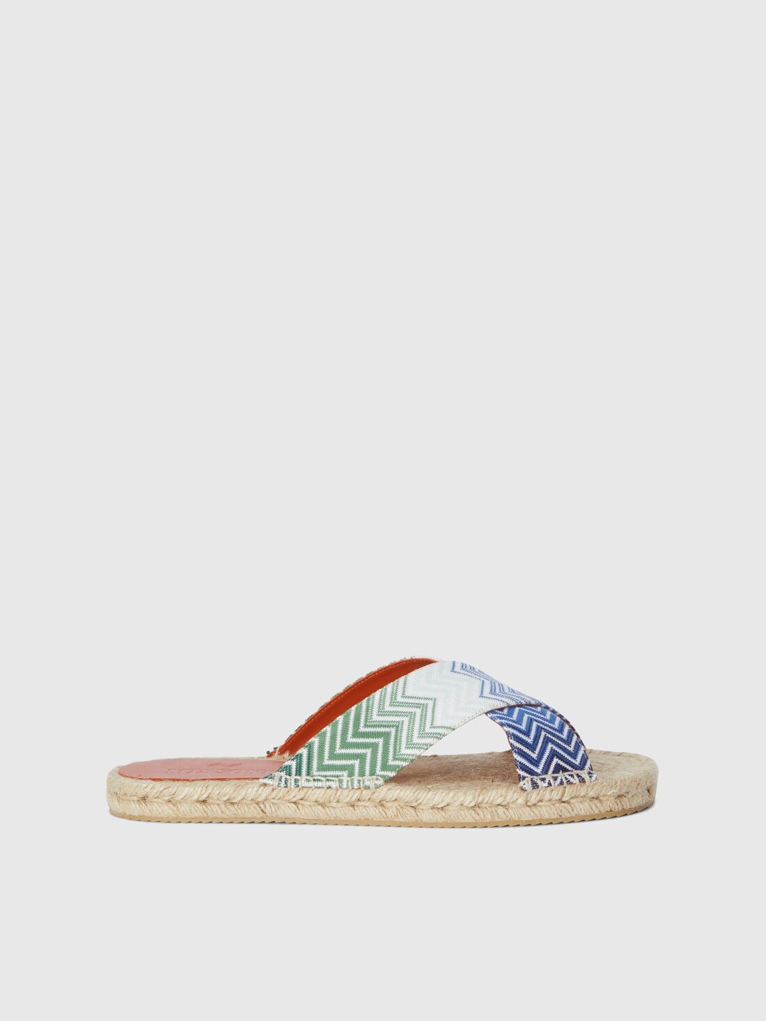 Sandals with rope sole and crossed zig zag straps - 1