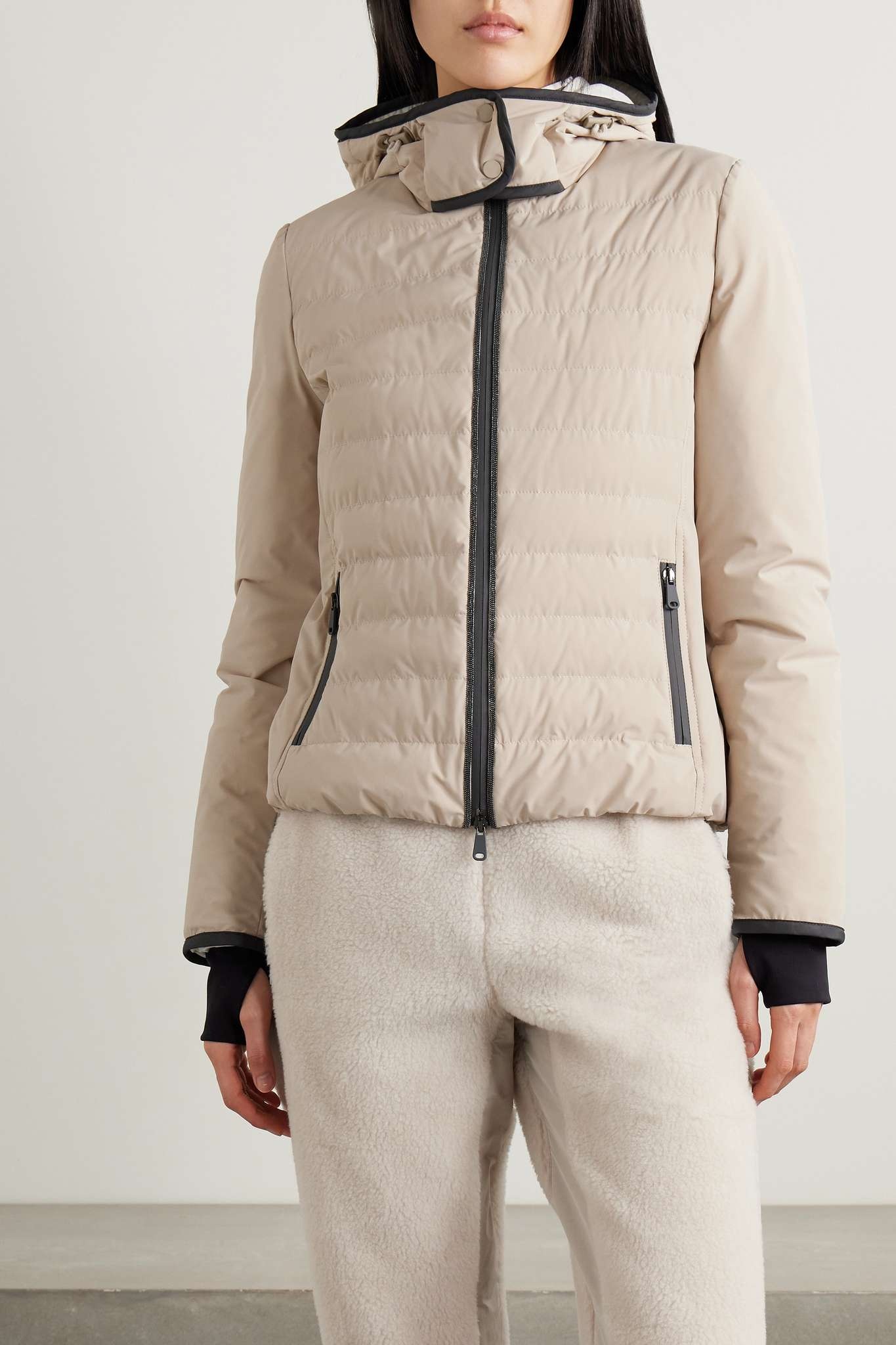Hooded bead-embellished quilted down ski jacket - 3