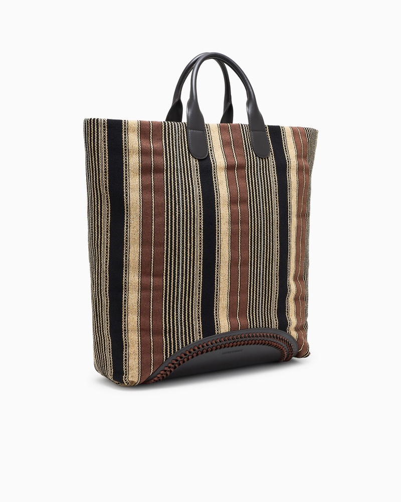 EMPORIO ARMANI SHOPPER BAG IN VERTICAL STRIPED FABRIC outlook
