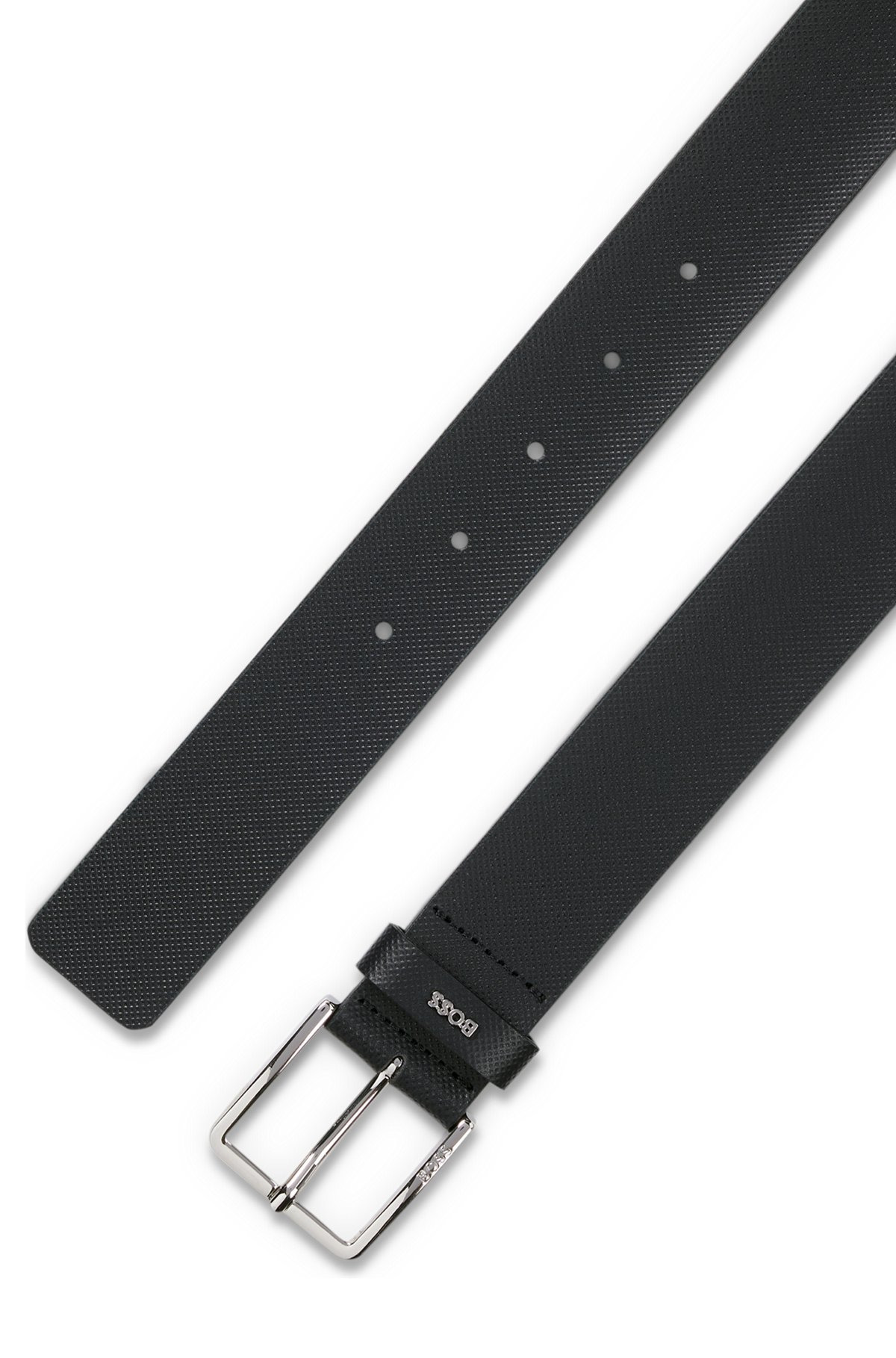 STRUCTURED-LEATHER BELT WITH LOGO KEEPER - 3