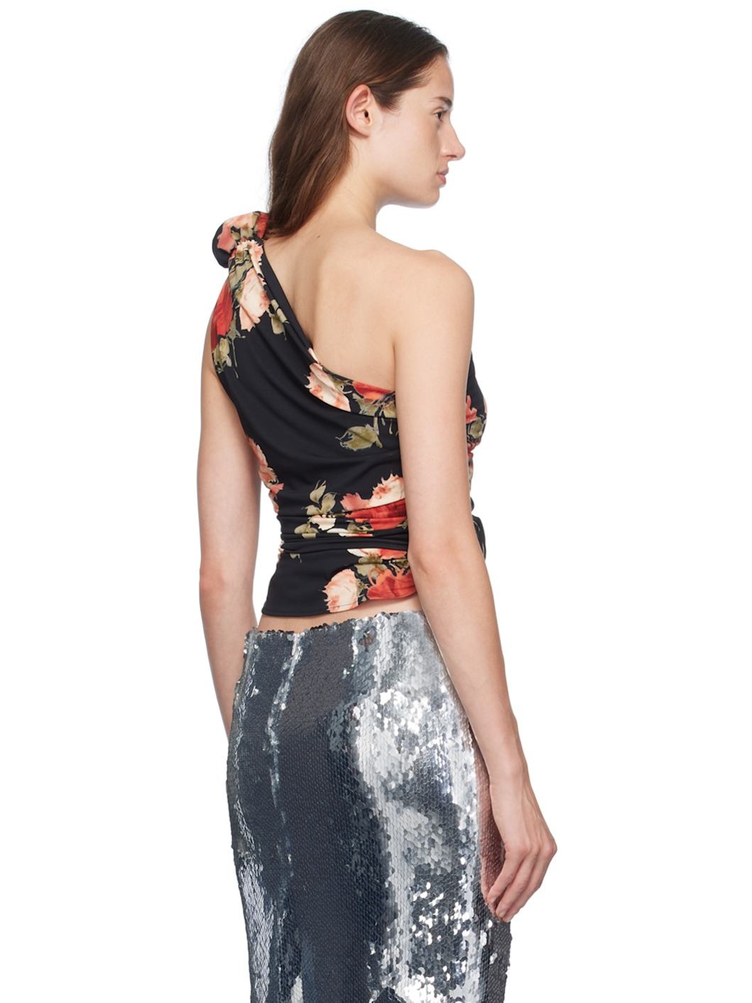Black Floral Tank Top - 3