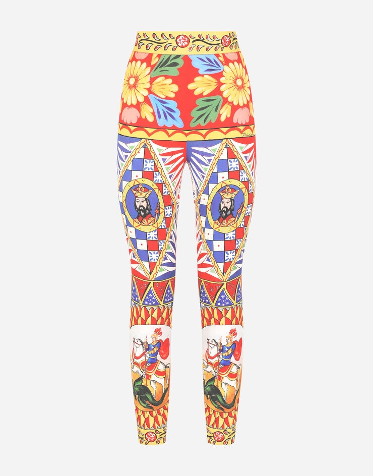 Carretto-print charmeuse leggings - 3