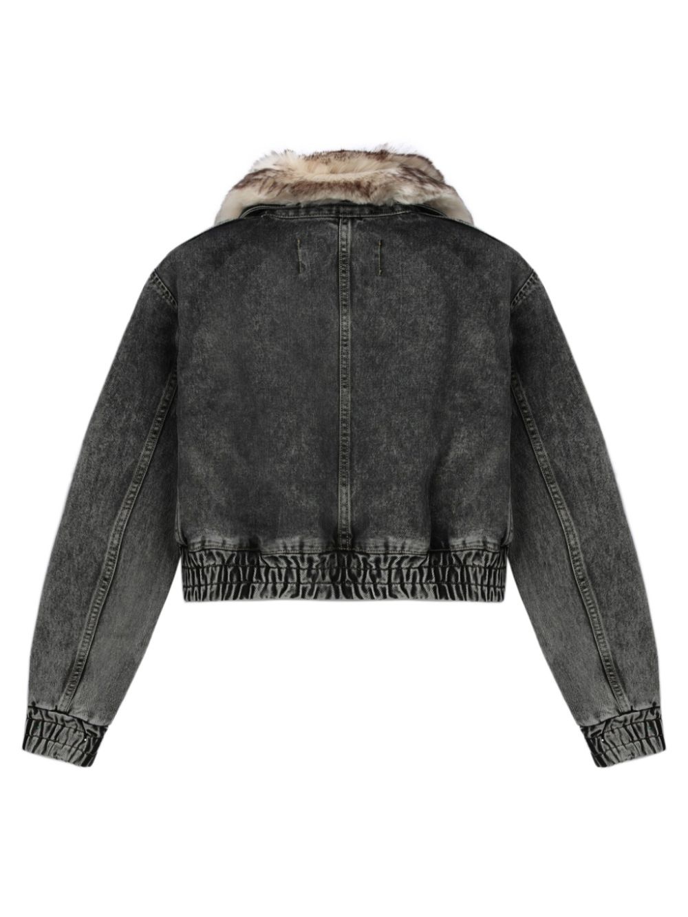 cropped denim bomber jacket - 6