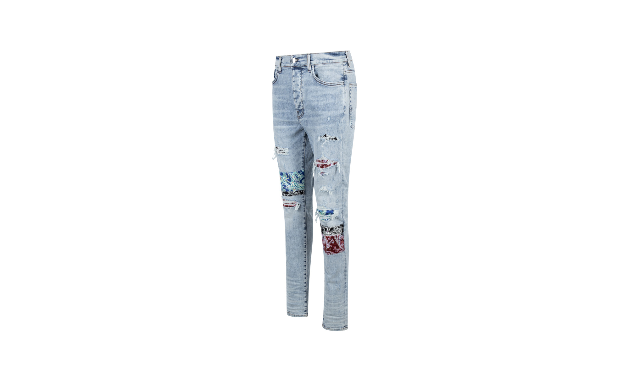 Blue Pajama Art Patch Skinny Jeans - 2