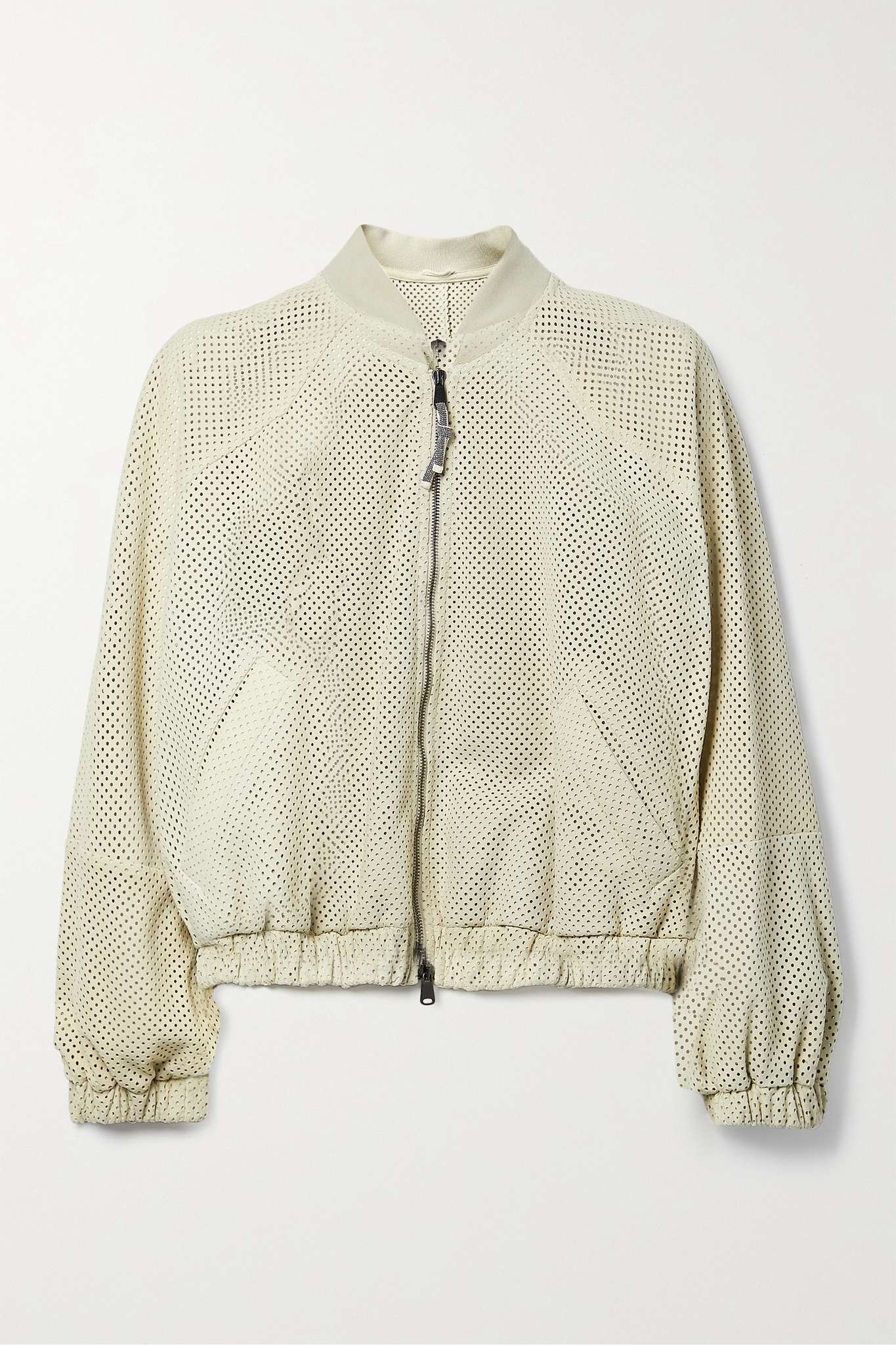 Perforated suede bomber jacket - 1