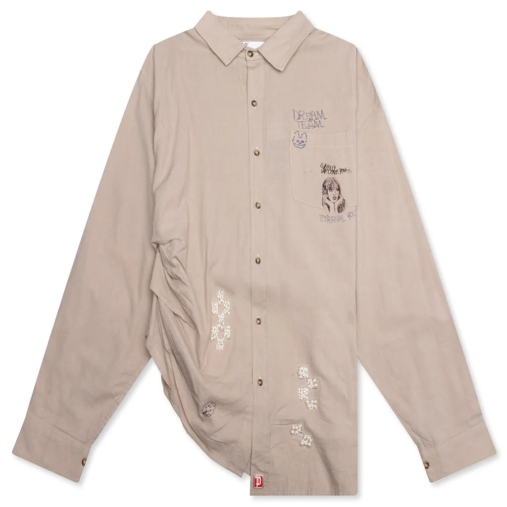 ETERNAL YOUTH OVERSIZED DRESS SHIRT - GREY - 1