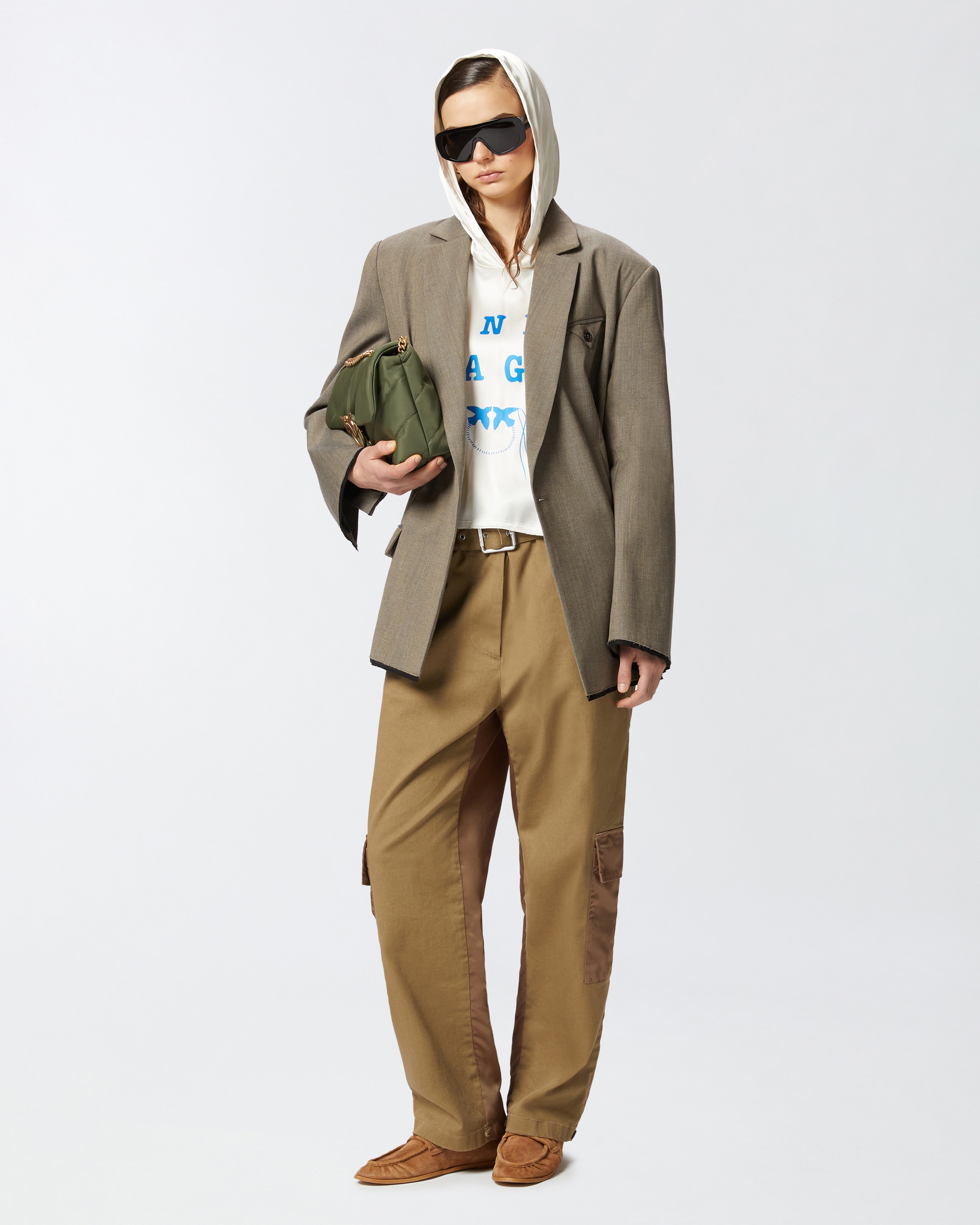 HOODED BLOUSE WITH PINKO LEAGUE PRINT - 3