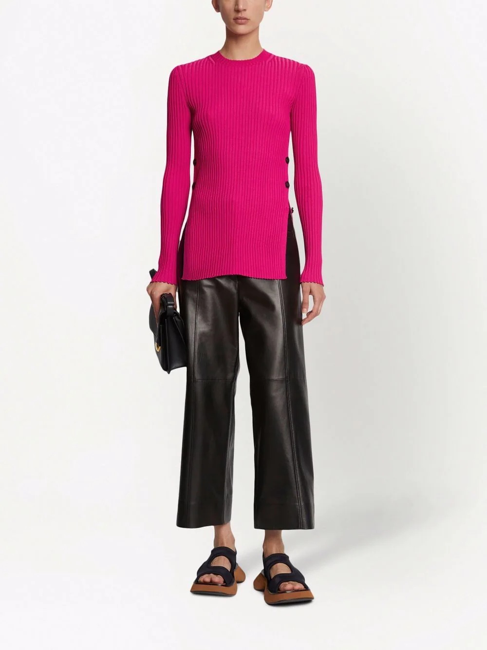 ribbed-knit button-detail jumper - 2