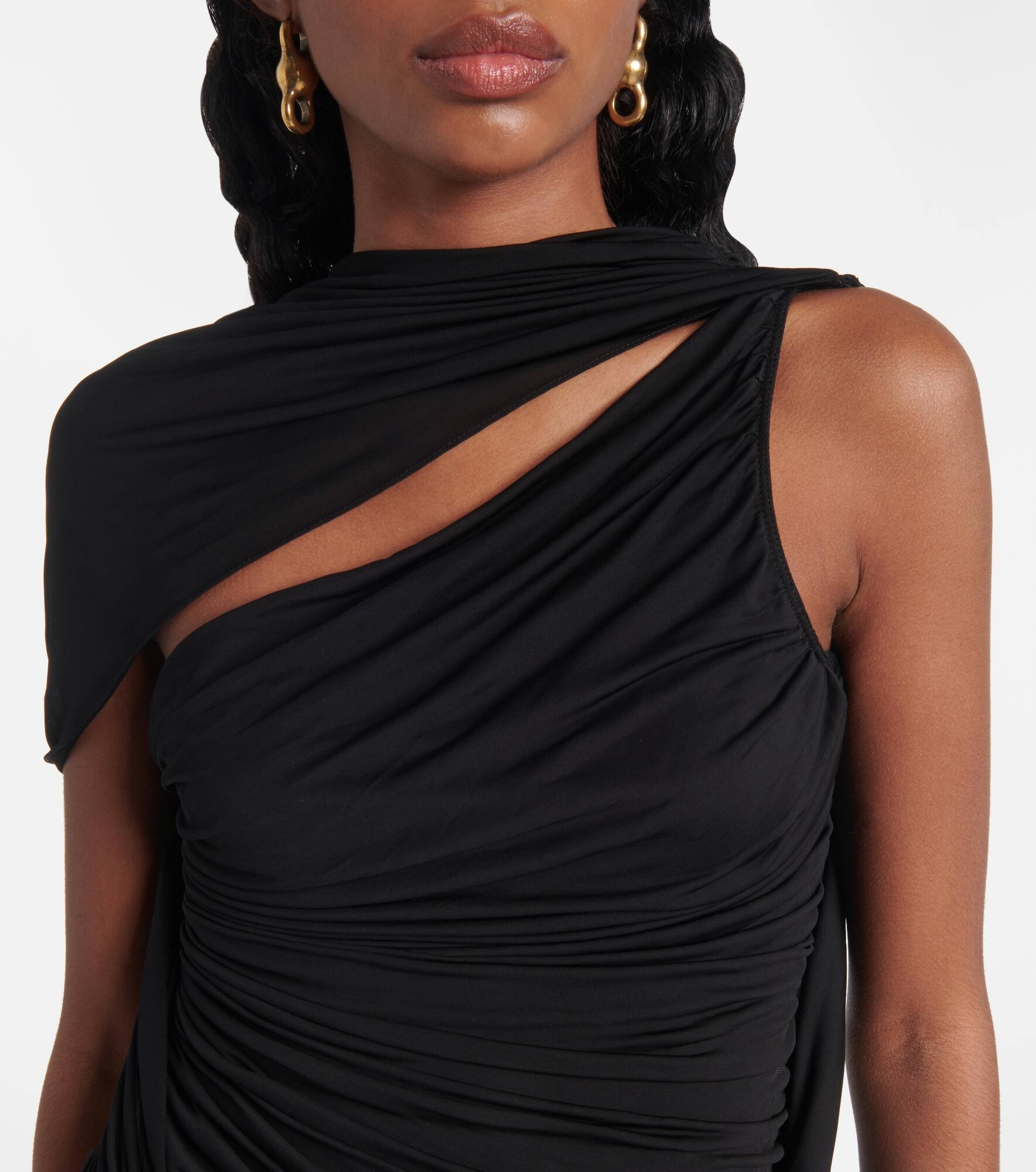 Draped open-back jersey maxi dress - 4
