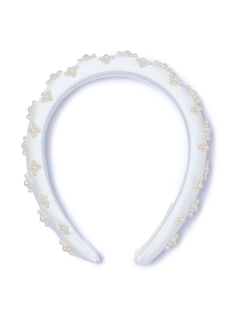 Jennifer Behr pearl-embellished silk headband outlook