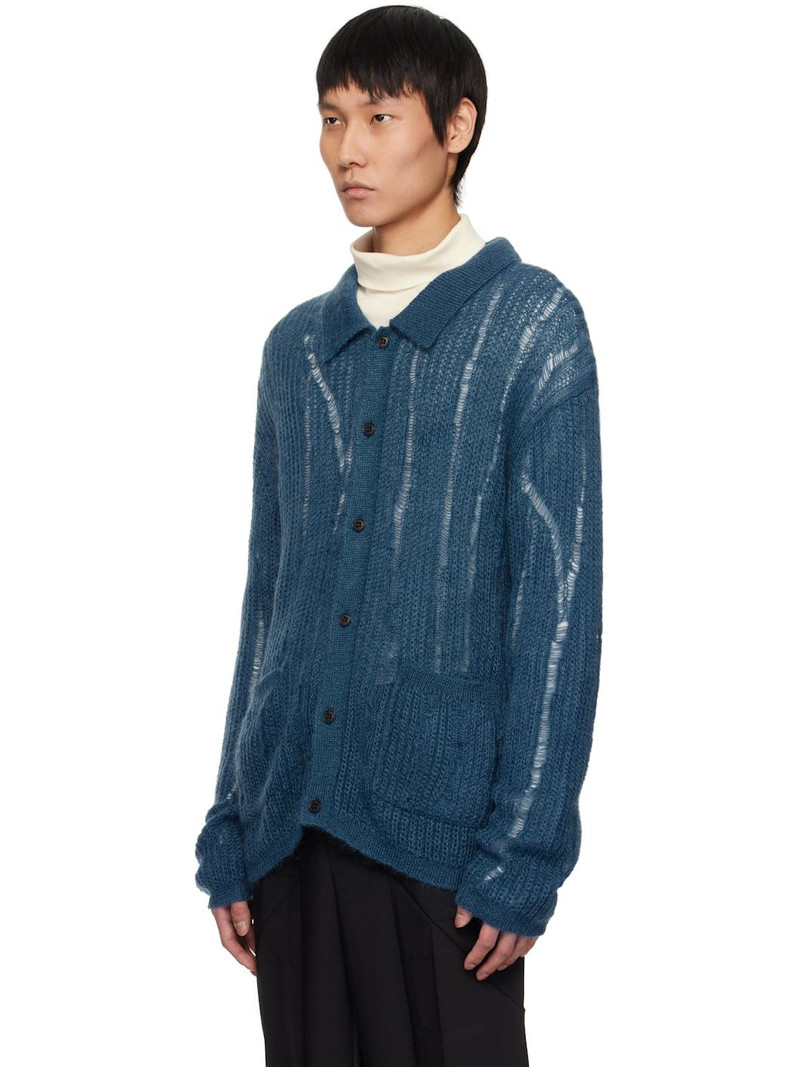 YOKE Blue Silk Kid Mohair Wool Buttoned Cardigan outlook