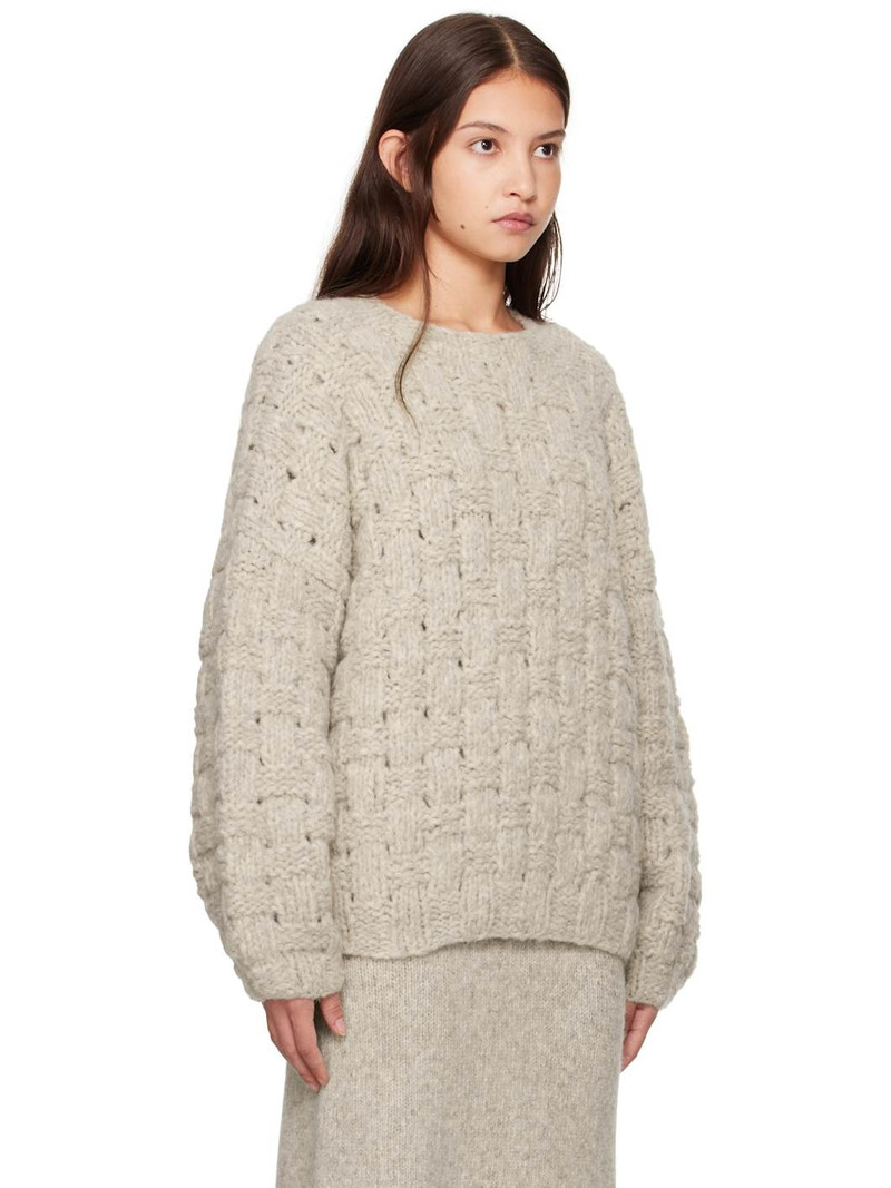 Gray Handknit Interlace Sweater 2