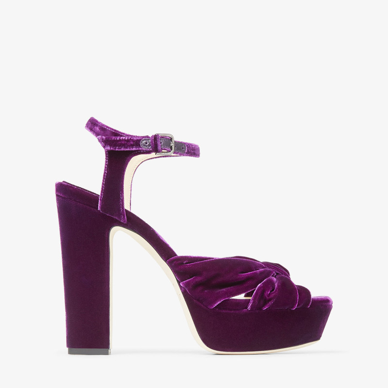 Heloise 120 Cassis Velvet Platform Sandals 1